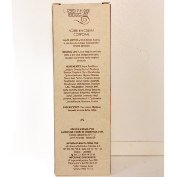 Hinode Joli Cocoa Body Cream Oil - Made in Brazil - Picture 3 of 3